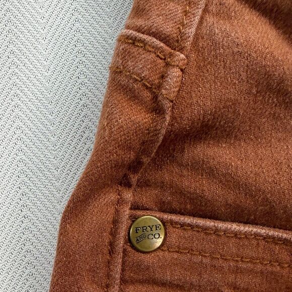 Frye And CO. Womens Button Fly Boot Cut Jeans High Rise Size 4 Cognac Brown - Picture 4 of 11